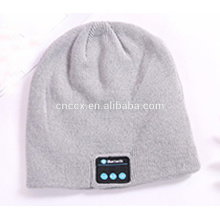 PK18ST016 plain knitted solid colour wireless earphone hats